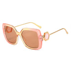 (6 PACK) Wholesale Sunglasses New Arrival Square Unique Square Luxury Rhinestone Fashion 2023 - BulkSunglassesWholesale.com - Pink Yellow Frame Tea Lens