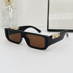 (6 PACK) Wholesale Sunglasses Small Vintage Square Trendy One Piece Unique 2024 - BulkSunglassesWholesale.com - Black Frame Tea Lens