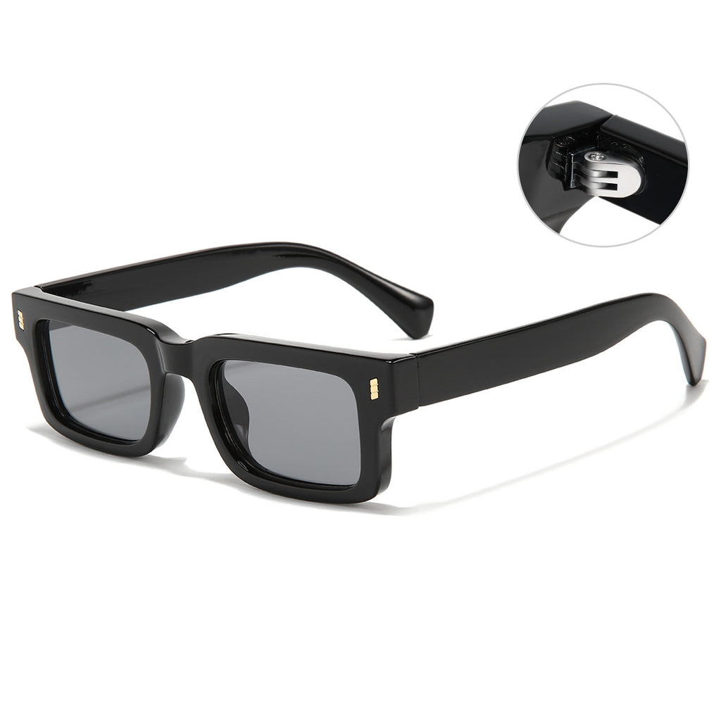 (6 PACK) Wholesale Sunglasses Men Vintage Small Women 2023 - BulkSunglassesWholesale.com - Shiny Black Frame Black Grey