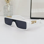 (6 PACK) Wholesale Sunglasses Small Vintage Square Trendy One Piece Unique 2024 - BulkSunglassesWholesale.com - White Frame Black Lens