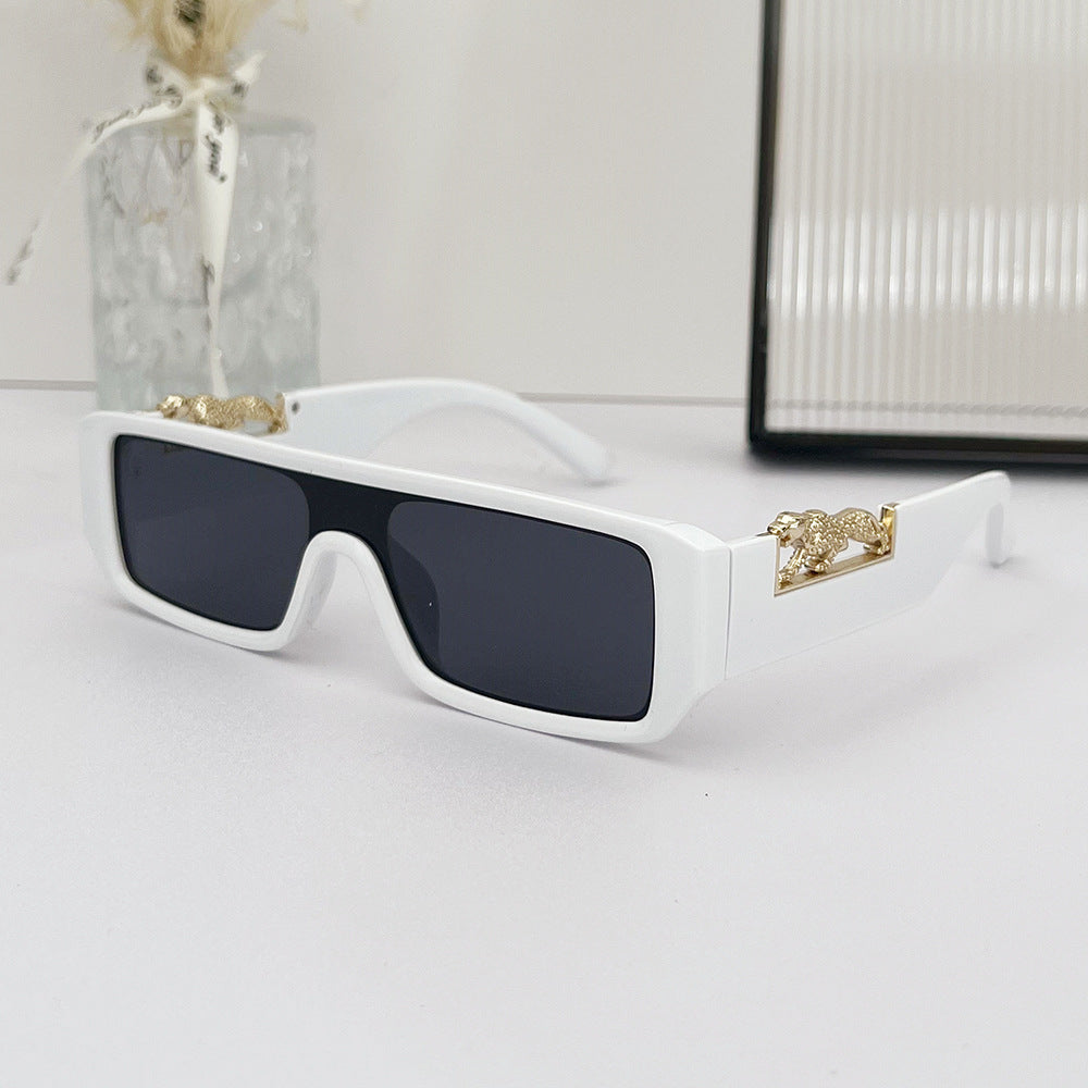 (6 PACK) Wholesale Sunglasses Small Vintage Square Trendy One Piece Unique 2024 - BulkSunglassesWholesale.com - White Frame Black Lens