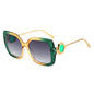 (6 PACK) Wholesale Sunglasses New Arrival Square Unique Square Luxury Rhinestone Fashion 2023 - BulkSunglassesWholesale.com - Green Yellow Frame Gradient Black Lens