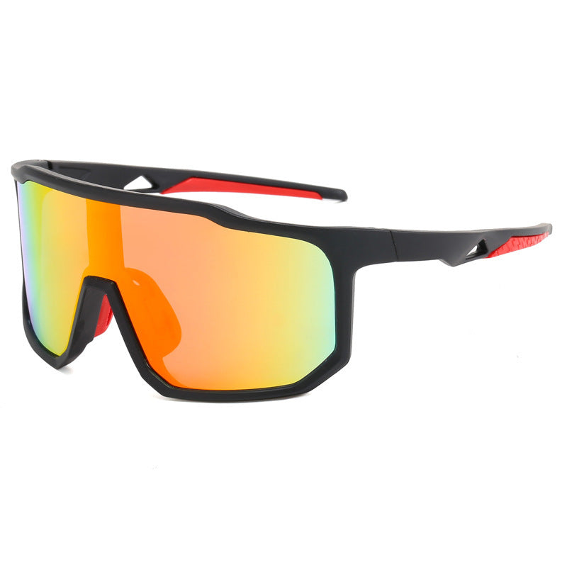 (12 PACK) Wholesale Sports Sunglasses Unisex Outdoor Sport Cycling Oversized New Arrival 2023 - BulkSunglassesWholesale.com - Black Frame Red Mirrored
