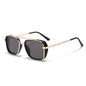 (6 PACK) Wholesale Sunglasses Vintage Metal Punk Double Bridge Aviator Women New Arrival 2023 - BulkSunglassesWholesale.com - Gold Frame Black Black Lens