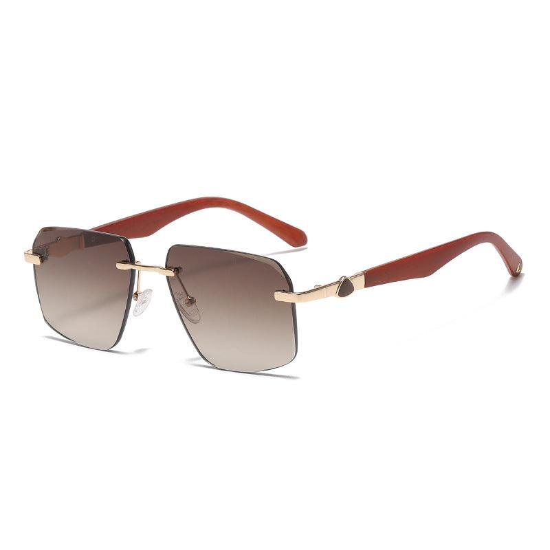 (6 PACK) Rimless Men Wood Wholesale Sunglasses 2022 M922301 - Bulk Sunglasses Wholesale