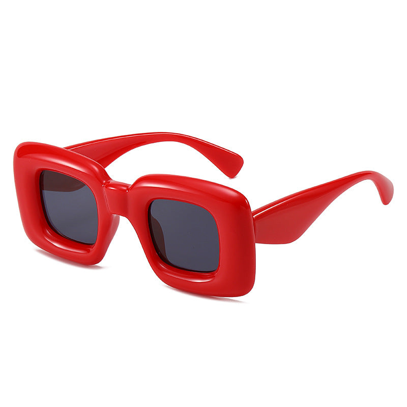 (6 PACK) Wholesale Sunglasses 2023 - BulkSunglassesWholesale.com - Red Frame Black Black Lens