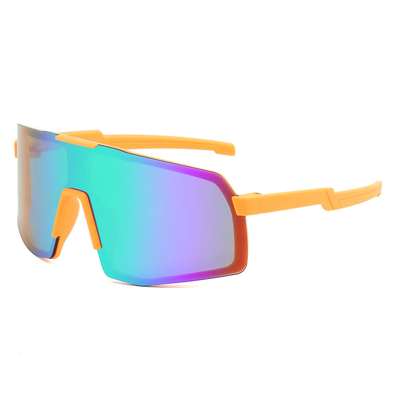 (12 PACK) Wholesale Sports Sunglasses Outdoor Kids Sport Unique Windproof New Arrival Fashion Cycling 2023 - BulkSunglassesWholesale.com - Orange Frame Green Mirrored