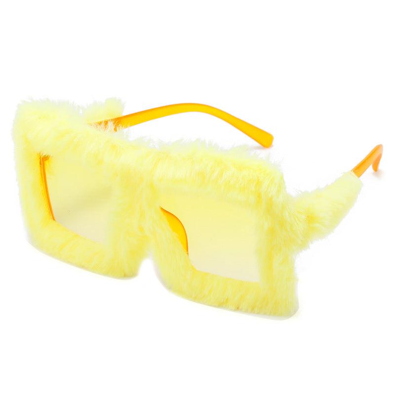 (6 PACK) Fluffy Fur Wholesale Sunglasses Women Square 2022 M121006 - Bulk Sunglasses Wholesale
