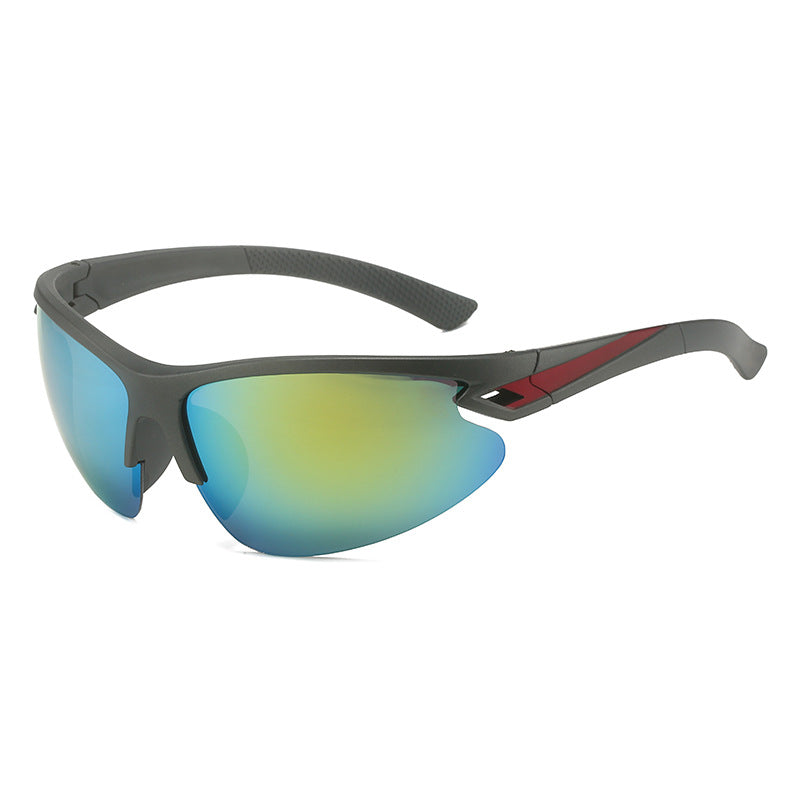 (12 PACK) Wholesale Sports Sunglasses 2023 - BulkSunglassesWholesale.com - Gunmetal Grey Frame Gold Mirrored