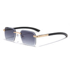 (6 PACK) Wholesale Sunglasses New Arrival Cut Edge Rimless Square Small Women Fashion 2023 - BulkSunglassesWholesale.com - Gold Frame Gradient Black Lens Frame