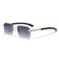 (6 PACK) Wholesale Sunglasses New Arrival Cut Edge Rimless Square Small Women Fashion 2023 - BulkSunglassesWholesale.com - Gold Frame Gradient Black Lens Frame