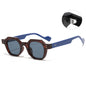 (6 PACK) Wholesale Sunglasses Polygon Women Small Men New Arrival 2023 - BulkSunglassesWholesale.com - Leopard Print Frame Blue Temple Black Grey