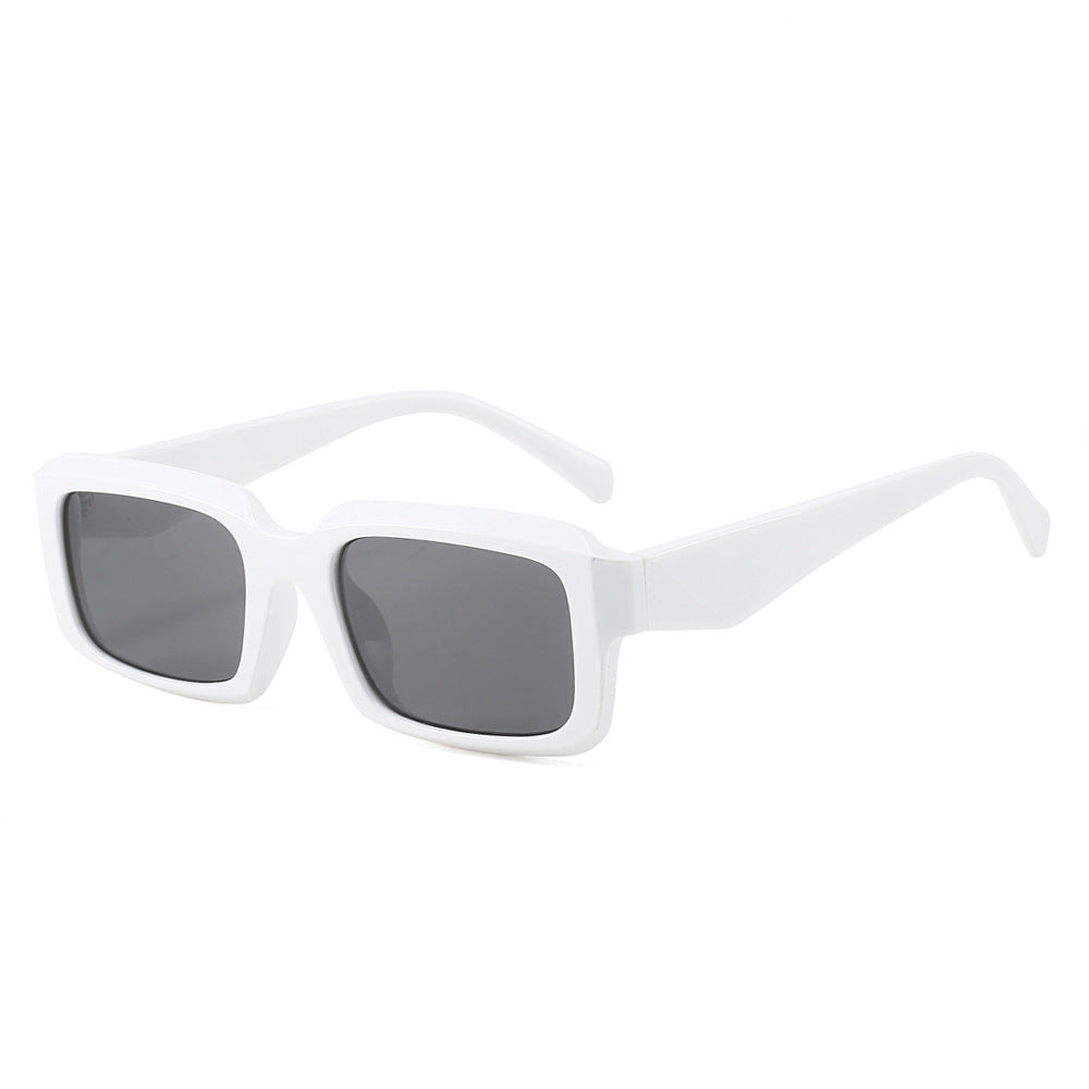 (6 PACK) Wholesale Sunglasses New Arrival Square Triangle Fashion Unisex 2024 - BulkSunglassesWholesale.com - White Frame Black Lens