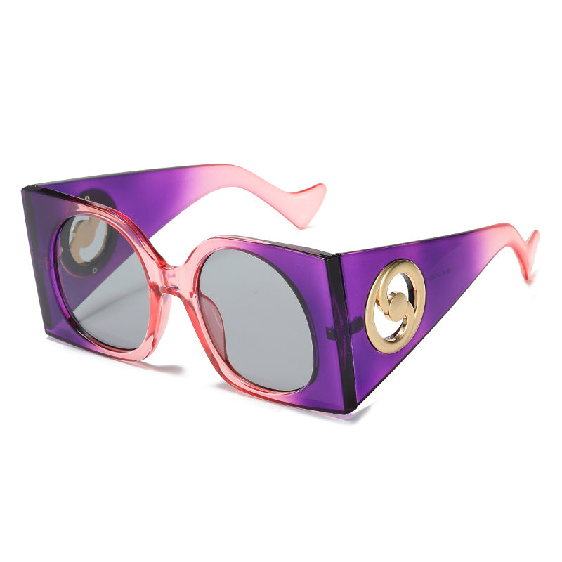 (6 PACK) Wholesale Sunglasses Oversized Women Round Jelly Fashion Vintage Unique 2023 - BulkSunglassesWholesale.com - Purple Pink Frame Black Lens