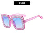 (6 PACK) Wholesale Sunglasses Square Unique Women 2023 - BulkSunglassesWholesale.com - Purple Frame Gradient Blue Lens