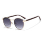 (6 PACK) Wholesale Sunglasses Vintage Round Women Metal Fashion 2023 - BulkSunglassesWholesale.com - Gold Frame Gradient Black Lens
