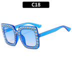 (6 PACK) Wholesale Sunglasses Square Unique Women 2023 - BulkSunglassesWholesale.com - Dark Blue Frame Gradient Blue Lens