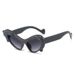 (6 PACK) Wholesale Sunglasses New Arrival Cat Eye Unique Animal Hip Hop Funny Fashion 2023 - BulkSunglassesWholesale.com - Grey Frame Gradient Black Lens