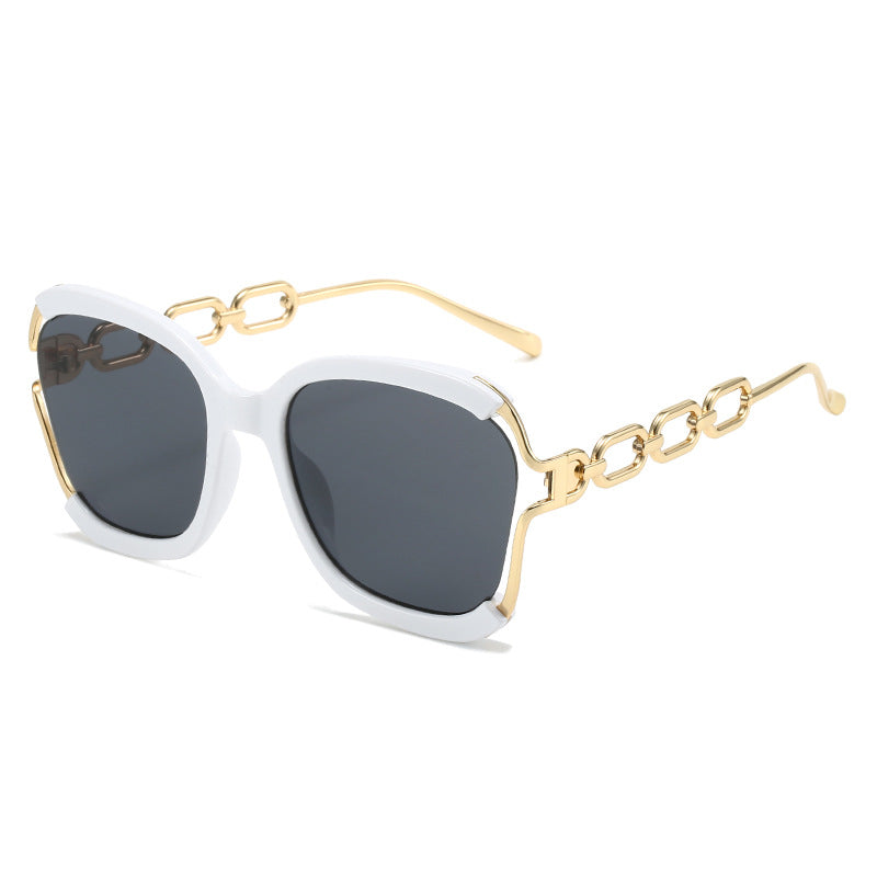 (6 PACK) Wholesale Sunglasses New Arrival Street Fashion Trendy Metal Hollow 2023 - BulkSunglassesWholesale.com - White Frame Black Lens