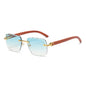 (6 PACK) Wholesale Sunglasses New Arrival Wood Grain Fashion Square Cut Edge Rimless Unique Street 2023 - BulkSunglassesWholesale.com - Gradient Green