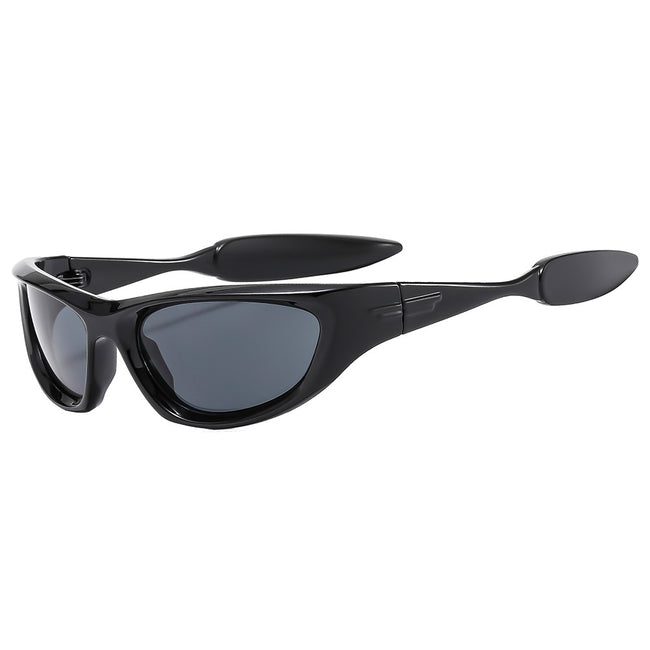 (12 PACK) Wholesale Sports Sunglasses New Arrival Men Outdoor Cycling Sport Fashion 2023 - BulkSunglassesWholesale.com - Black Frame Black Lens Hover Image