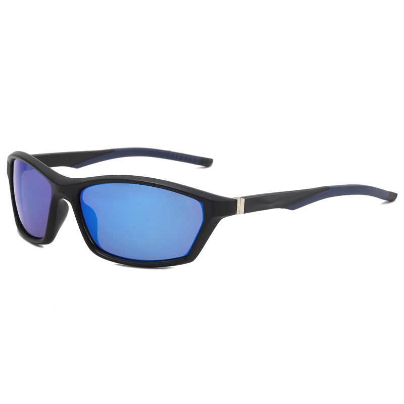 (12 PACK) Wholesale Sports Sunglasses 2023 - BulkSunglassesWholesale.com - Black Frame Blue Mirrored