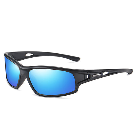 (6 PACK) Wholesale Sports Sunglasses New Arrival Cycling Sport Polarized Men Night Vision 2023 - BulkSunglassesWholesale.com - Black Frame Blue Lens