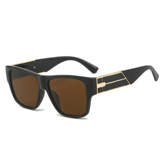 (6 PACK) Wholesale Sunglasses New Arrival Fashion Metal Men Unique Trendy Women 2024 - BulkSunglassesWholesale.com - Black Frame Tea Lens