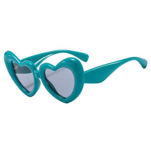 (6 PACK) Wholesale Sunglasses New Arrival Fashion Inflated Fashion Women 2023 - BulkSunglassesWholesale.com - Green Frame Black Lens