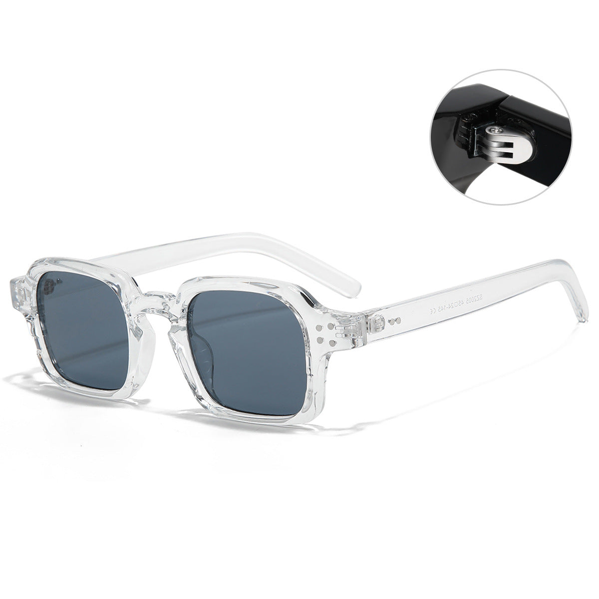 (6 PACK) Wholesale Sunglasses Vintage Square Trendy Women 2023 - BulkSunglassesWholesale.com - Transparent Frame Black Grey
