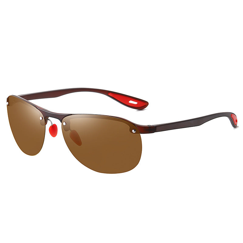 (6 PACK) Wholesale Sports Sunglasses New Arrival Semirimless Polarized Women Fashion TR Night Vision 2023 - BulkSunglassesWholesale.com - Tea Frame Tea Lens