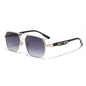 (6 PACK) Wholesale Sunglasses New Arrival Polygon Double Bridge Unisex Fashion 2023 - BulkSunglassesWholesale.com - Gold Frame Gradient Black Lens Gradient