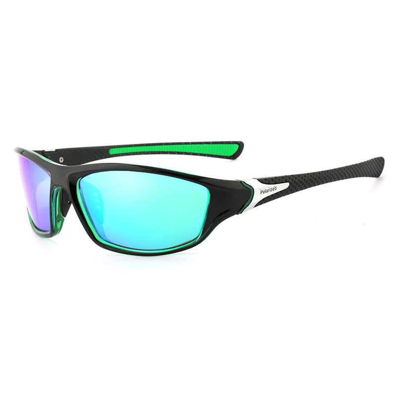 (12 PACK) Wholesale Sports Sunglasses Polarized Sport Fashion Unisex Outdoor Cycling 2024 - BulkSunglassesWholesale.com - Black Frame Green Mirrored Lens Green Temple
