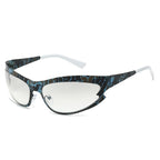 (6 PACK) Wholesale Sunglasses New Arrival Cat Eye Unique Fashion Cycling Sport 2023 - BulkSunglassesWholesale.com - Blue Frame Gradient Mirrored