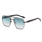 (6 PACK) Wholesale Sunglasses New Arrival Wood Grain Double Bridge Cut Edge Unisex Trendy 2023 - BulkSunglassesWholesale.com - Gunmetal Frame Gradient Green