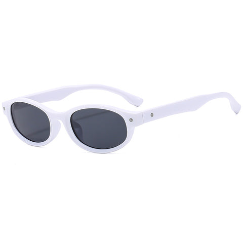 (6 PACK) Wholesale Sunglasses New Arrival Small Unique Fashion Candy Unisex 2023 - BulkSunglassesWholesale.com - White Frame Black Lens