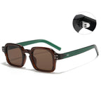 (6 PACK) Wholesale Sunglasses Vintage Square Trendy Women 2023 - BulkSunglassesWholesale.com - Tea Frame Green Temple Black Grey