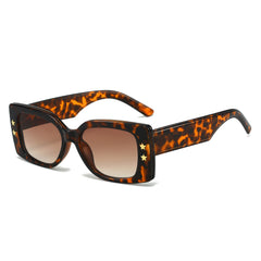 (6 PACK) Wholesale Sunglasses New Arrival Square Fashion Pentagram 2023 - BulkSunglassesWholesale.com - Leopard Print Frame Gradient Tea Lens