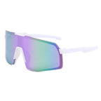 (12 PACK) Wholesale Sports Sunglasses Outdoor Kids Sport Unique Windproof New Arrival Fashion Cycling 2023 - BulkSunglassesWholesale.com - White Frame Purple Mirrored