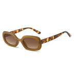 (6 PACK) Wholesale Sunglasses Square Fashion New Arrival Square 2024 - BulkSunglassesWholesale.com - Clear Tea Frame Gradient Tea Lens ( Leopard Print Temple )