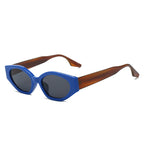 (6 PACK) Wholesale Sunglasses New Arrival Unique Small Cat Eye Fashion Women 2023 - BulkSunglassesWholesale.com - Blue Frame Black Lens