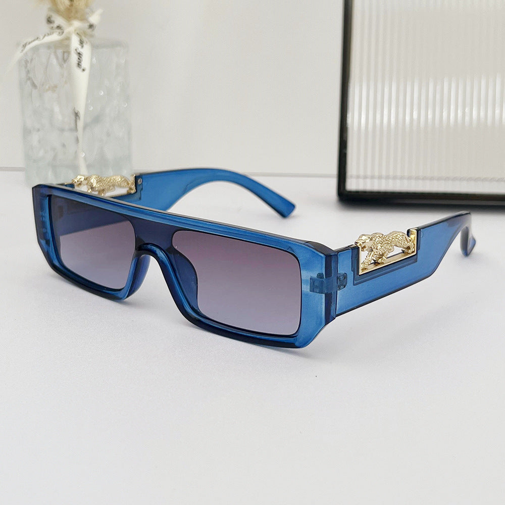 (6 PACK) Wholesale Sunglasses Small Vintage Square Trendy One Piece Unique 2024 - BulkSunglassesWholesale.com - Blue Frame Grey Blue Lens