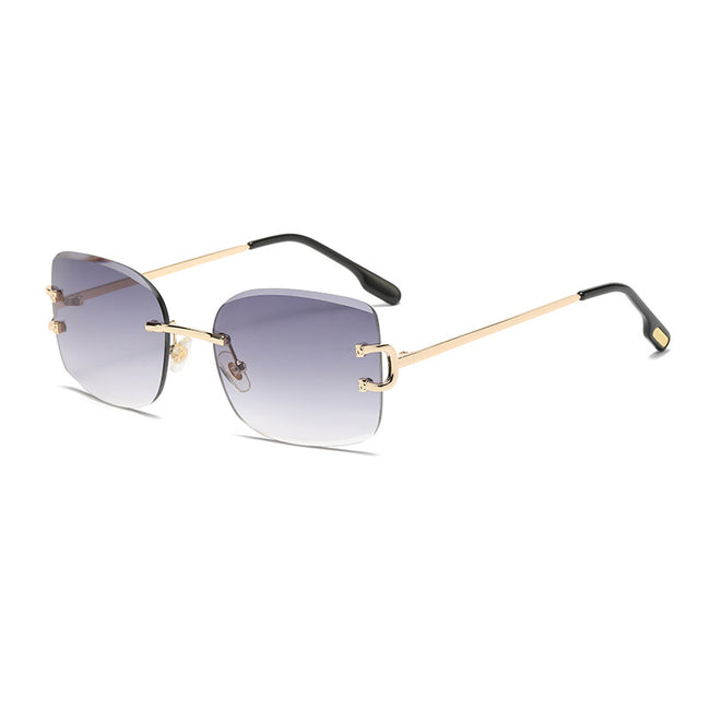 (6 PACK) Wholesale Sunglasses 2023 - BulkSunglassesWholesale.com - Gold Frame Gradient Grey Hover Image