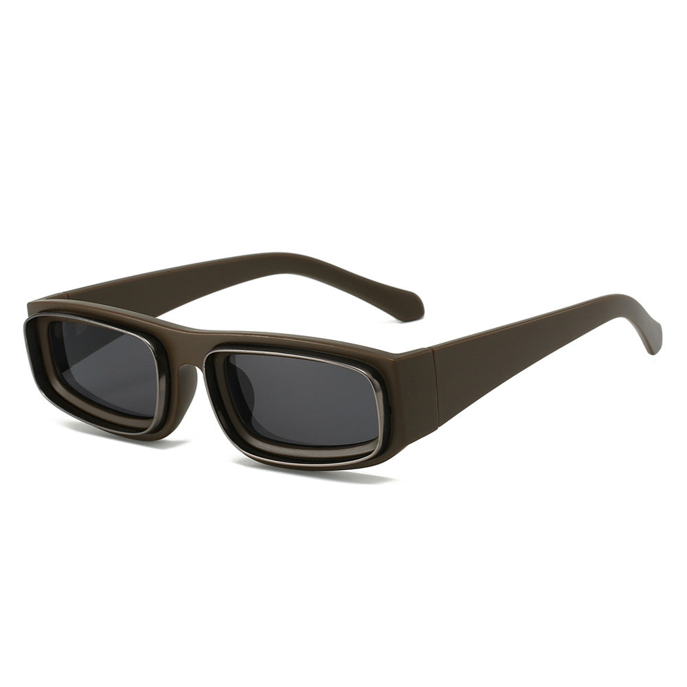 (6 PACK) Wholesale Sunglasses New Arrival Square Unique Metal Fashion 2024 - BulkSunglassesWholesale.com - Black Frame Black Lens