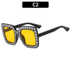 (6 PACK) Wholesale Sunglasses Kids Square Fashion 2023 - BulkSunglassesWholesale.com - Shiny Black Frame Yellow Lens