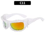 (6 PACK) Wholesale Sunglasses Unique Hip Hop Fashion Trendy 2023 - BulkSunglassesWholesale.com - Transparent Frame Red Mirrored