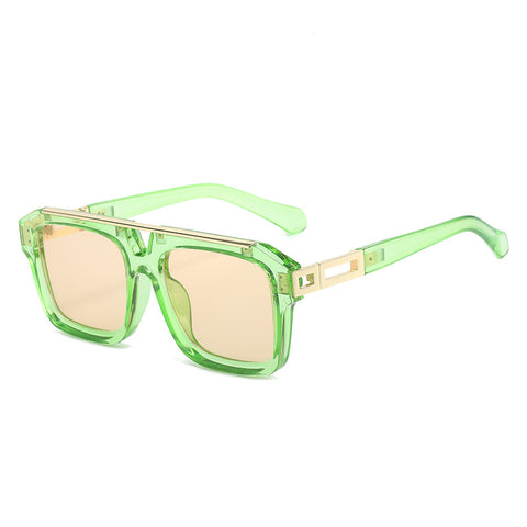 (6 PACK) Wholesale Sunglasses 2023 - BulkSunglassesWholesale.com - Green Frame Tea Lens