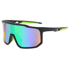 (12 PACK) Wholesale Sports Sunglasses Unisex Outdoor Sport Cycling Oversized New Arrival 2023 - BulkSunglassesWholesale.com - Black Frame Green Mirrored