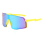 (12 PACK) Wholesale Sports Sunglasses Outdoor Kids Sport Unique Windproof New Arrival Fashion Cycling 2023 - BulkSunglassesWholesale.com - Yellow Frame Blue Mirrored