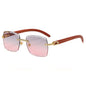 (6 PACK) Wholesale Sunglasses Rimless Cut Edge Square Rhinestone Unique Fashion Wood Grain Street Trendy 2023 - BulkSunglassesWholesale.com - Grey Pink